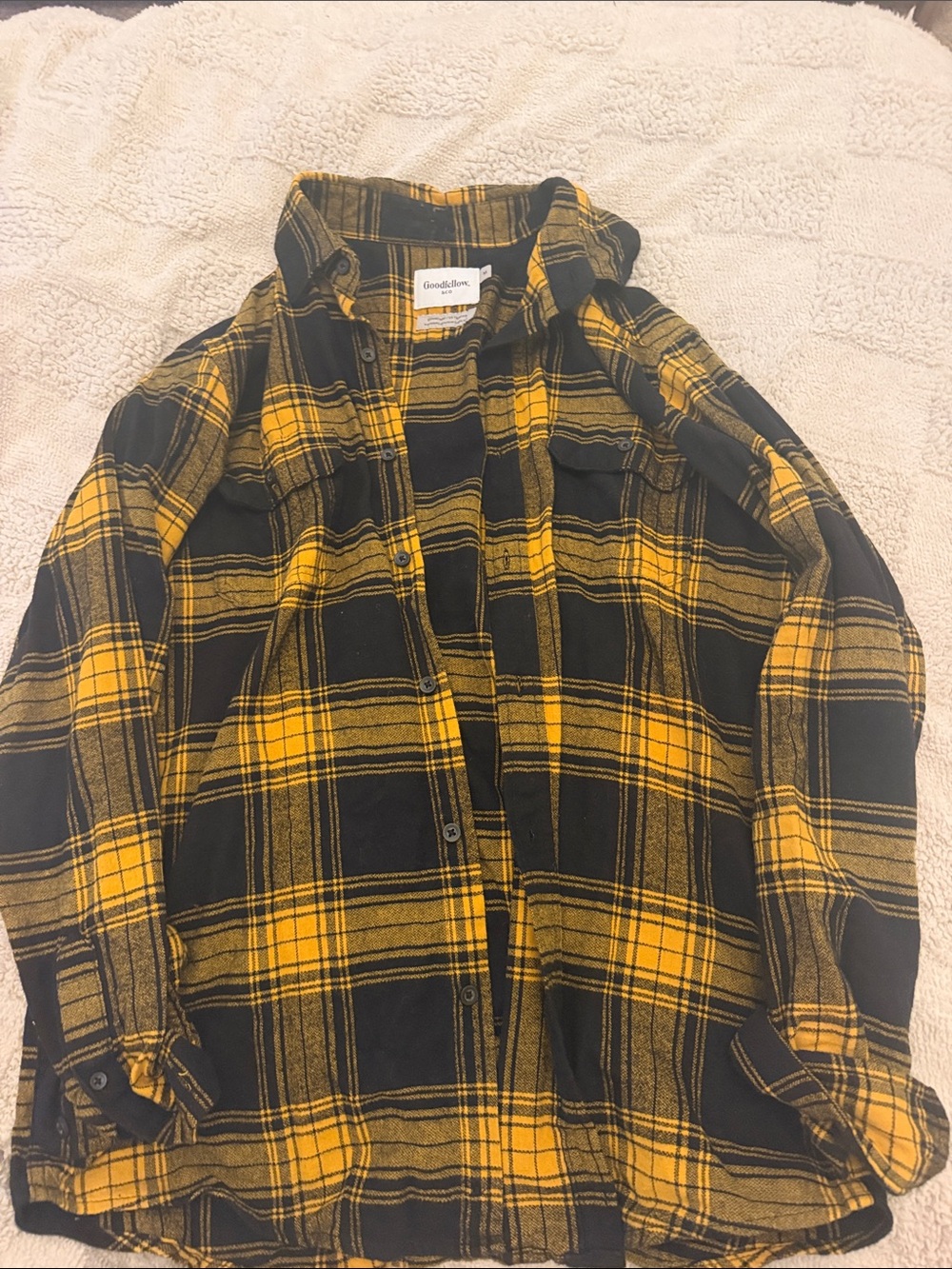 Goodfellow & Co Black and Yellow Plaid Button-Down Shirt